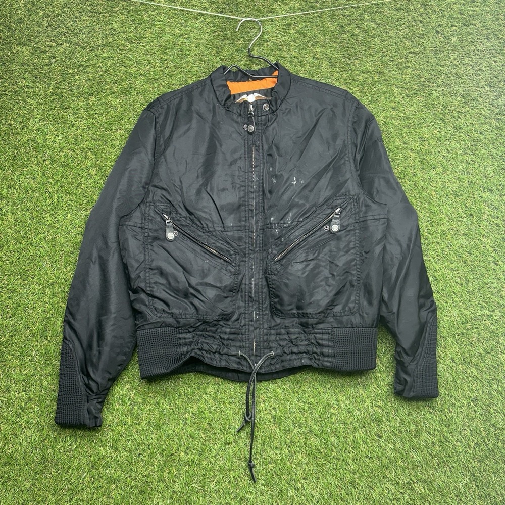 Harley Davidson Jacket Womens Large Nylon Zip Up Riding Biker Softshell Black